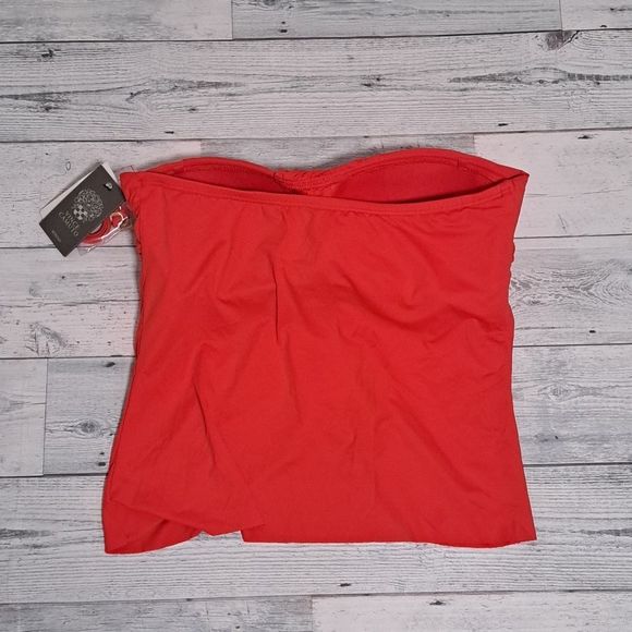 VINCE CAMUTO Riviera Draped Tankini Swim Top Poppy Medium - Picture 7 of 11